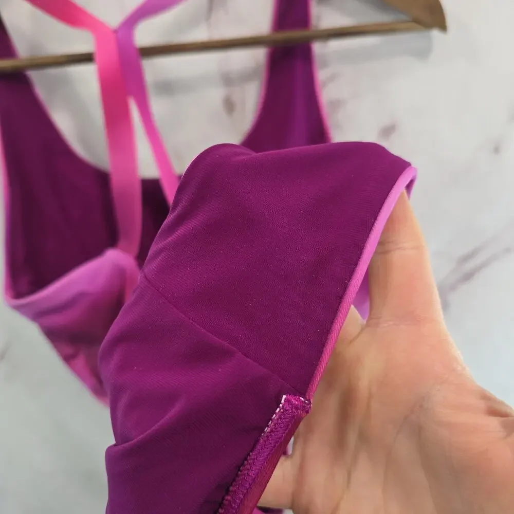 Athleta Swim Suit Womens XXS 2XS Pink Racerback Bathing One Piece Malibu Ombre